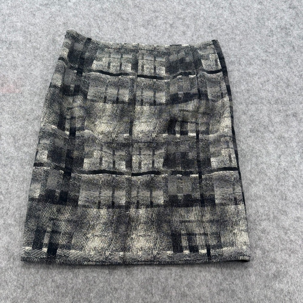 MM.LaFleur Black White Abstract Plaid Pencil Skirt Size 6 Workwear Office